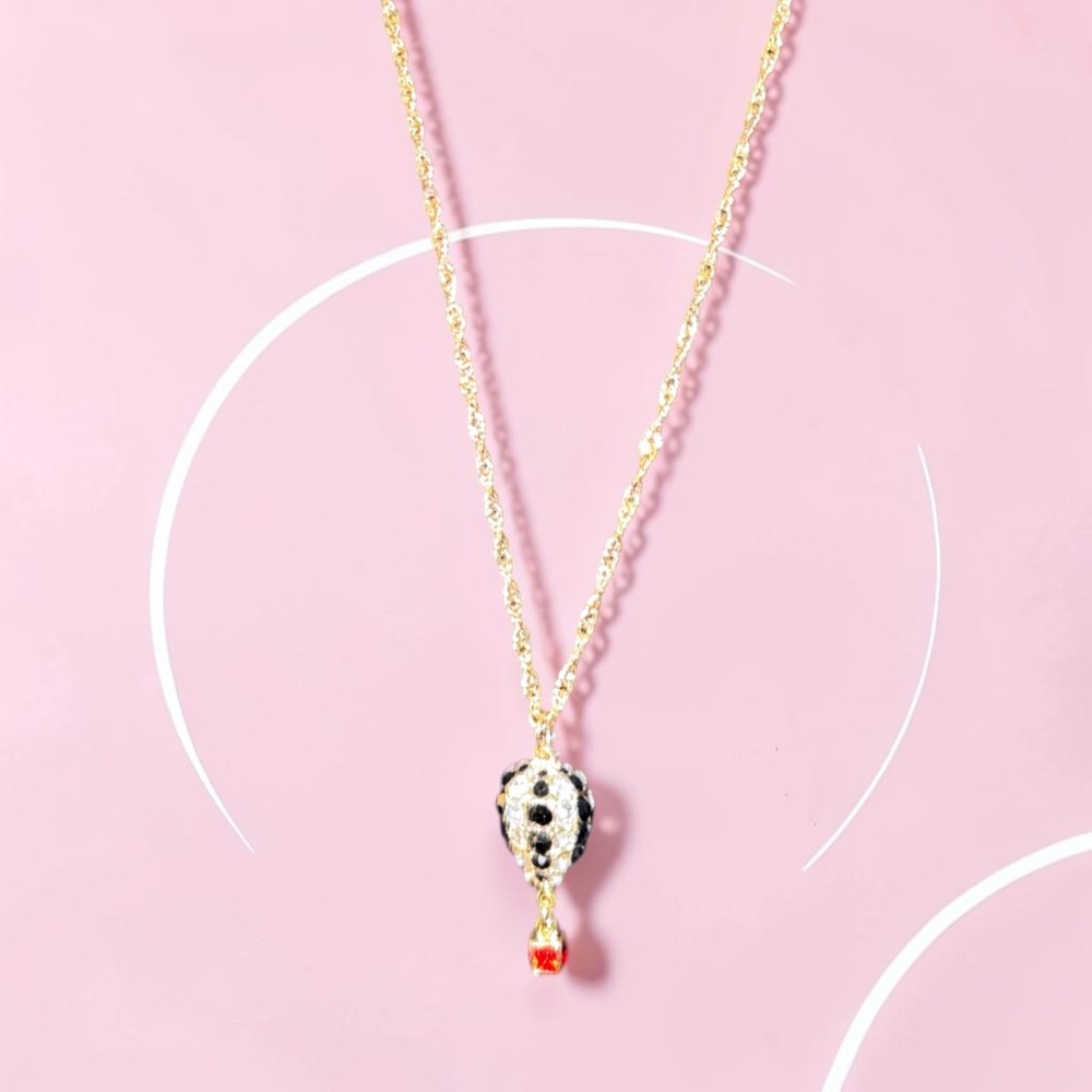 White House Black Market WHBM Hot Air Balloon Pave Crystal Pendant Necklace Gold